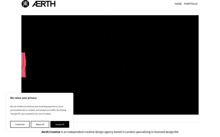 Screenshot van aerthcreative.com