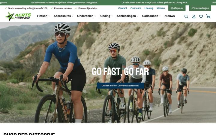 Screenshot of aertsactionbike.be