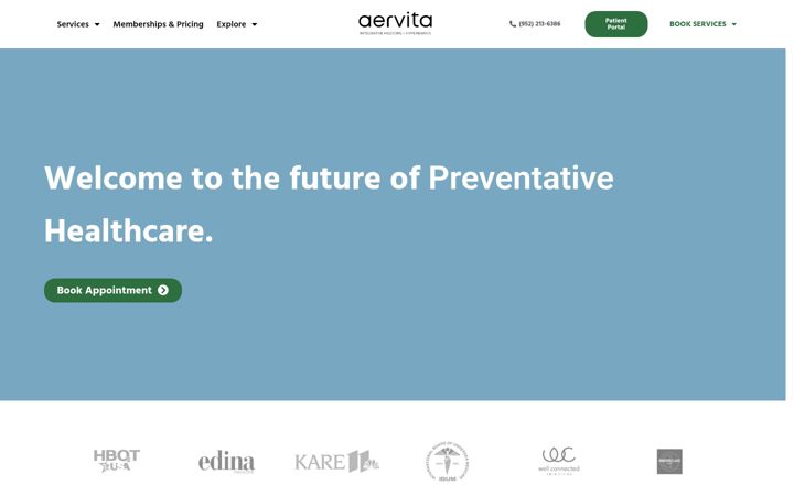 Screenshot of aervita.com