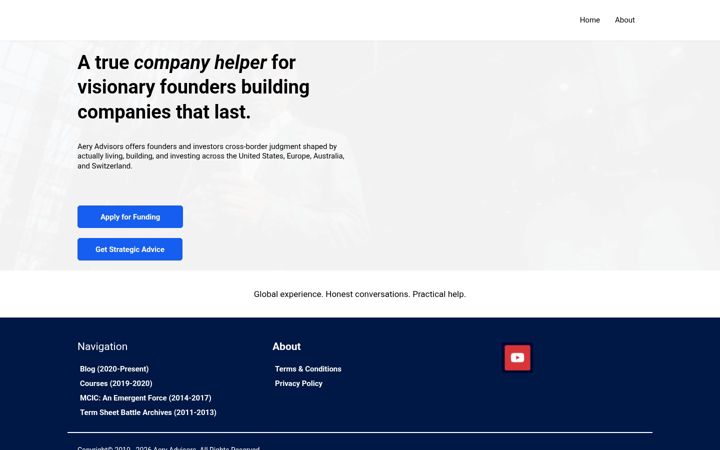 Screenshot of aeryadvisors.com