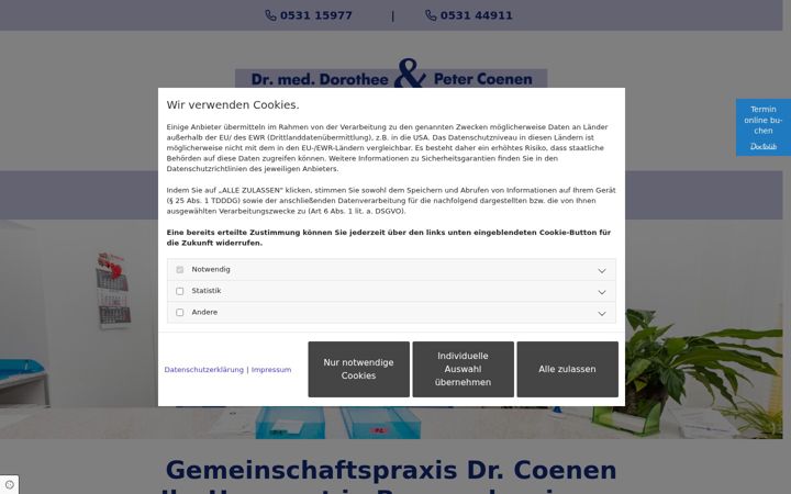 Zrzut ekranu aerzte-dr-coenen-braunschweig.de