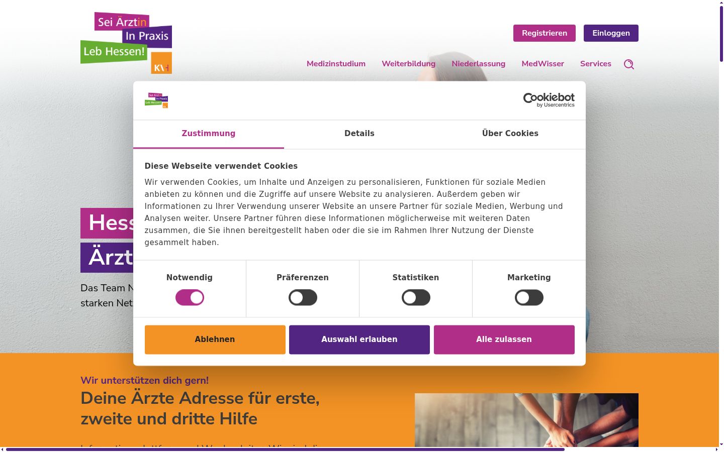 Posnetek zaslona pasice za privolitev, prikazane pred kakršno koli interakcijo