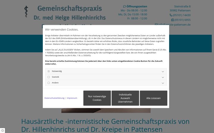 Screenshot of aerzte-pattensen.de