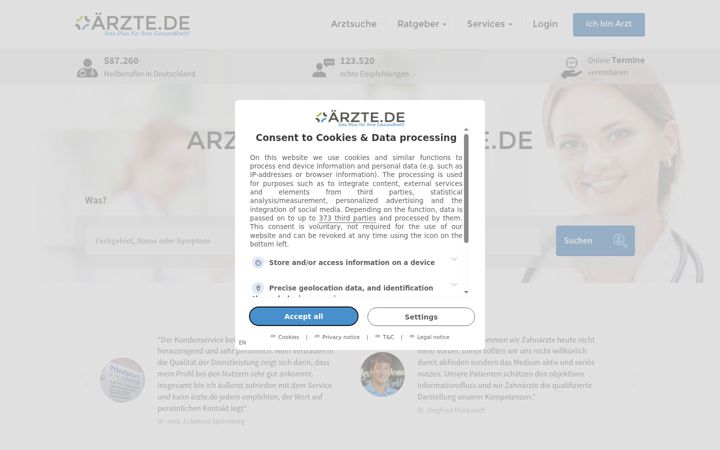 Screenshot of aerzte.de
