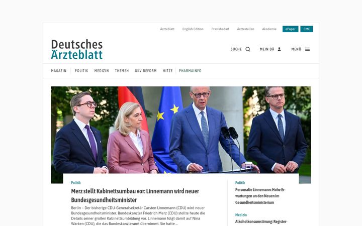 Posnetek zaslona aerzteblatt.de