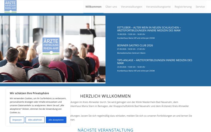 Posnetek zaslona aerztefortbildung-aw.de
