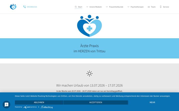 Kuvakaappaus sivustosta aerztepraxis-trittau.de