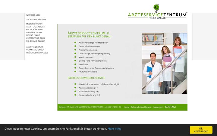 Kuvakaappaus sivustosta aerzteservicezentrum.de