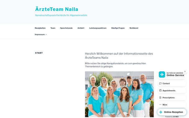 Ekraanipilt saidist aerzteteam-naila.de