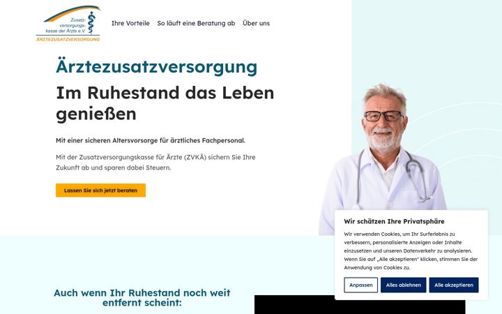 Screenshot of aerztezusatzversorgung.de