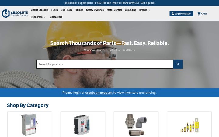 Screenshot of aes-supply.com