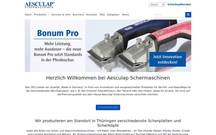 Screenshot of aesculap-schermaschinen.de