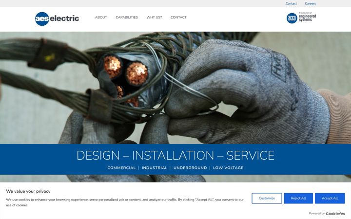 Screenshot of aeselectric.com