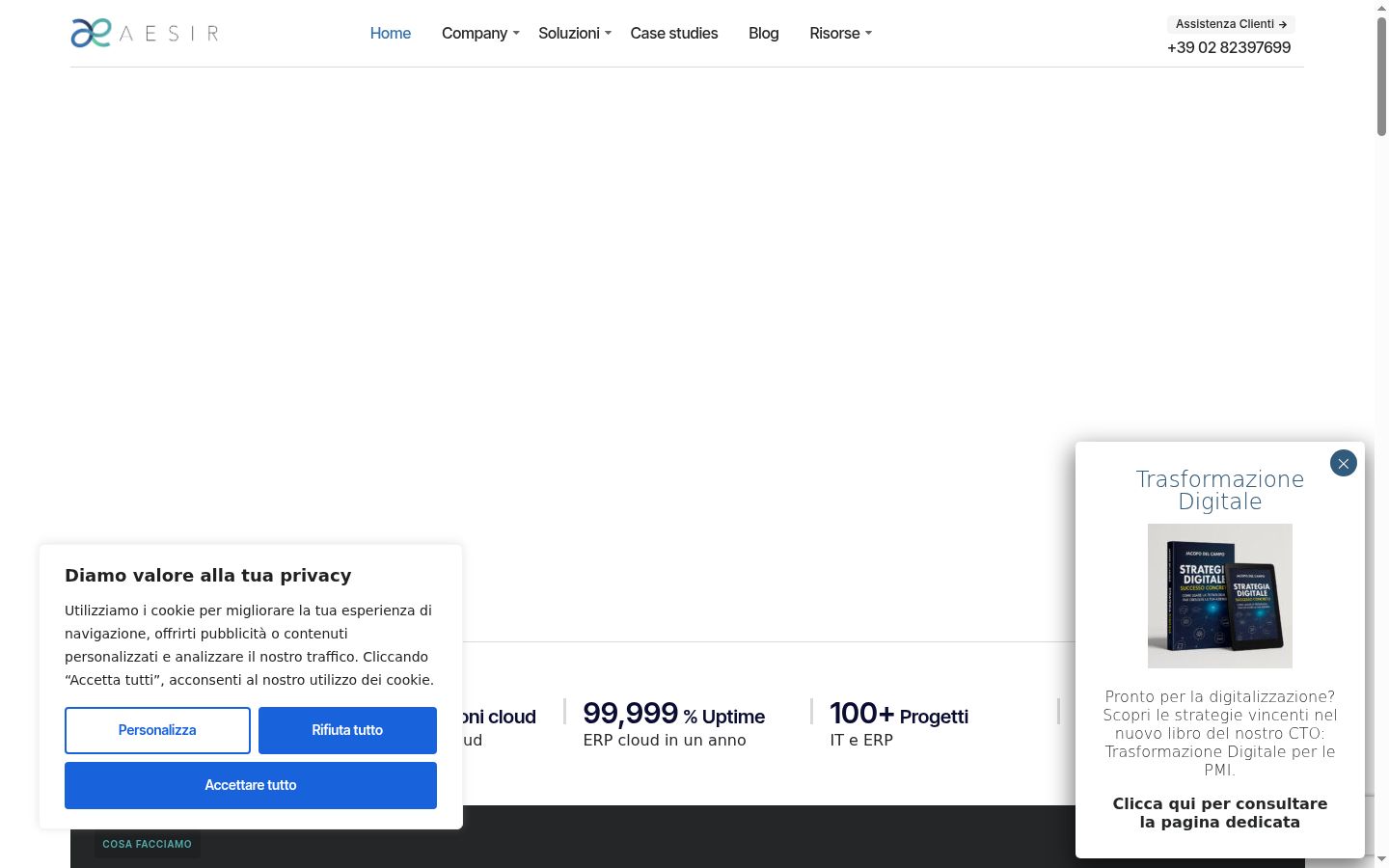 Screenshot del banner di consenso mostrato prima di qualsiasi interazione