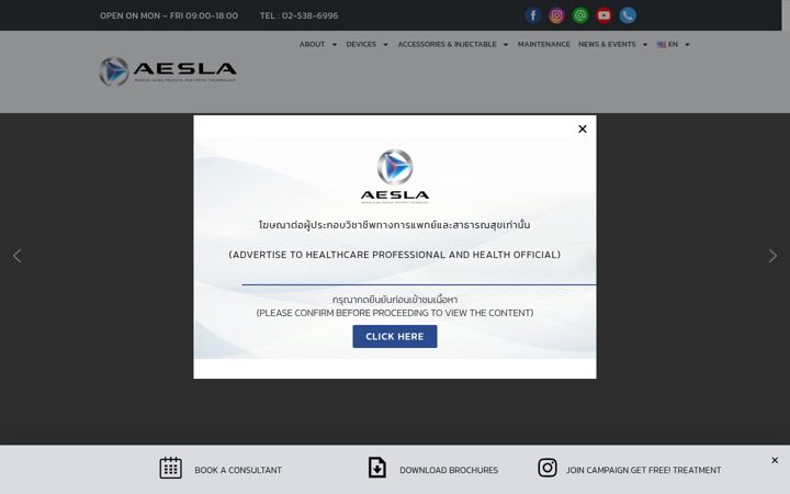 Screenshot stránky aesla.com