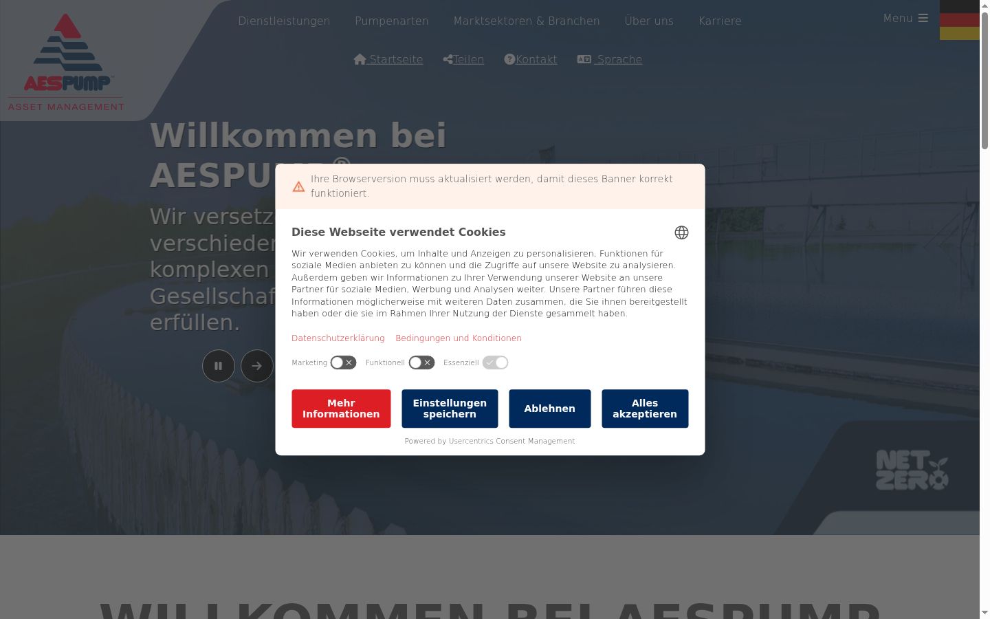 Screenshot of the consent banner shown before any interaction
