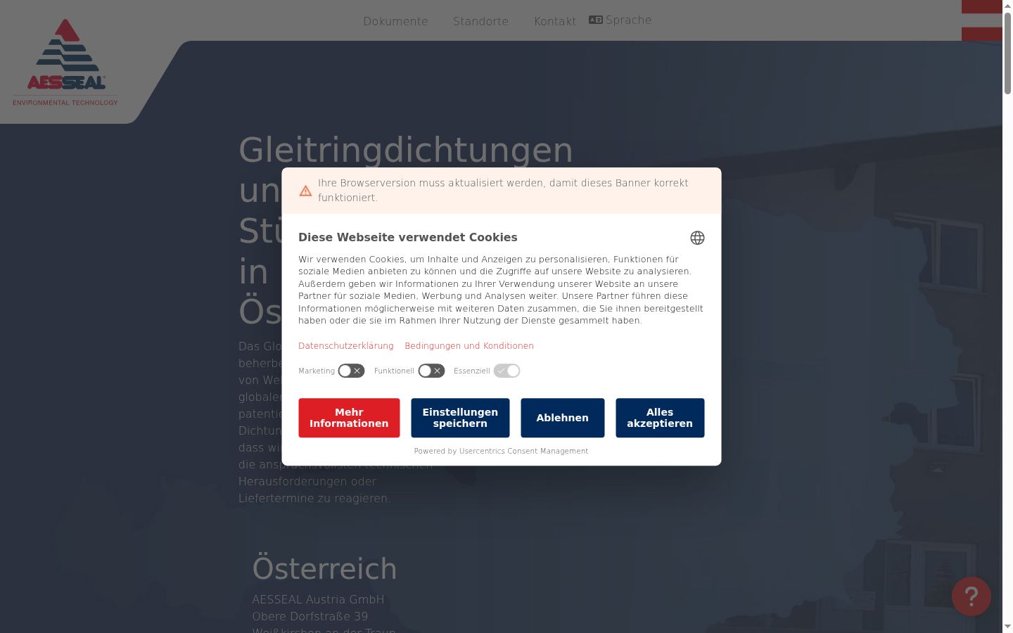 Screenshot of the consent banner shown before any interaction