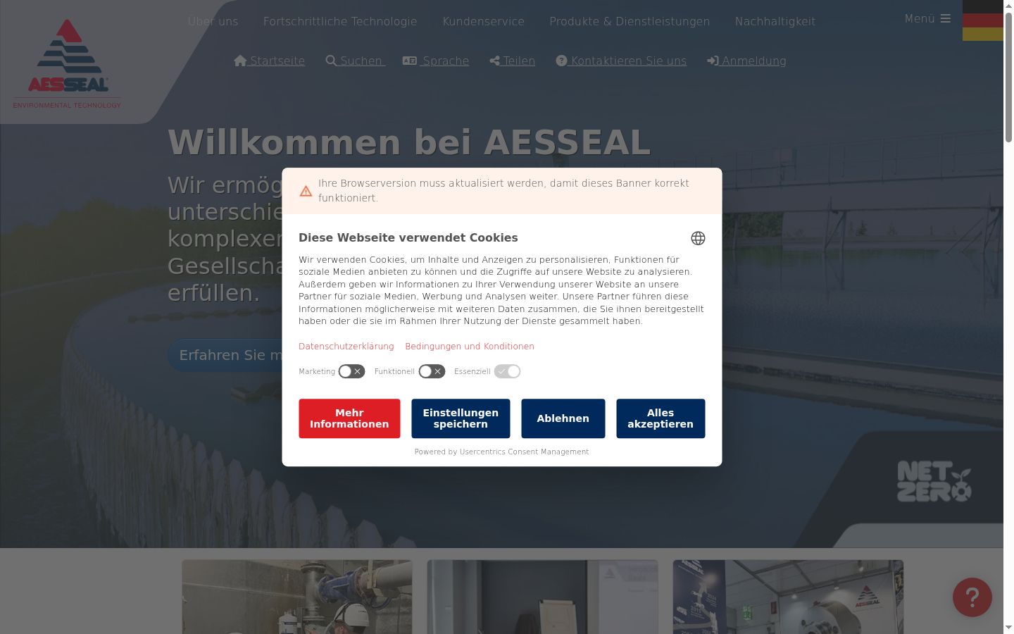 Screenshot of the consent banner shown before any interaction