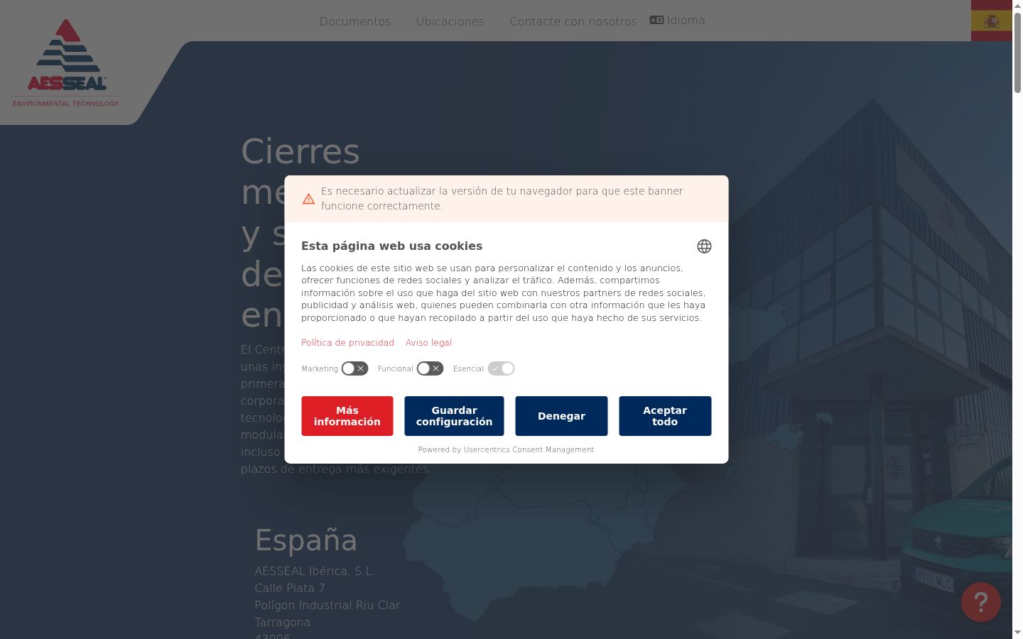 Screenshot of the consent banner shown before any interaction