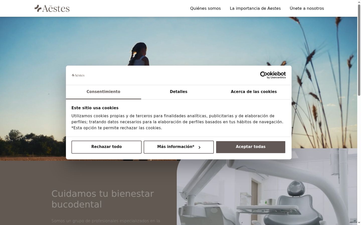 Screenshot of the consent banner shown before any interaction