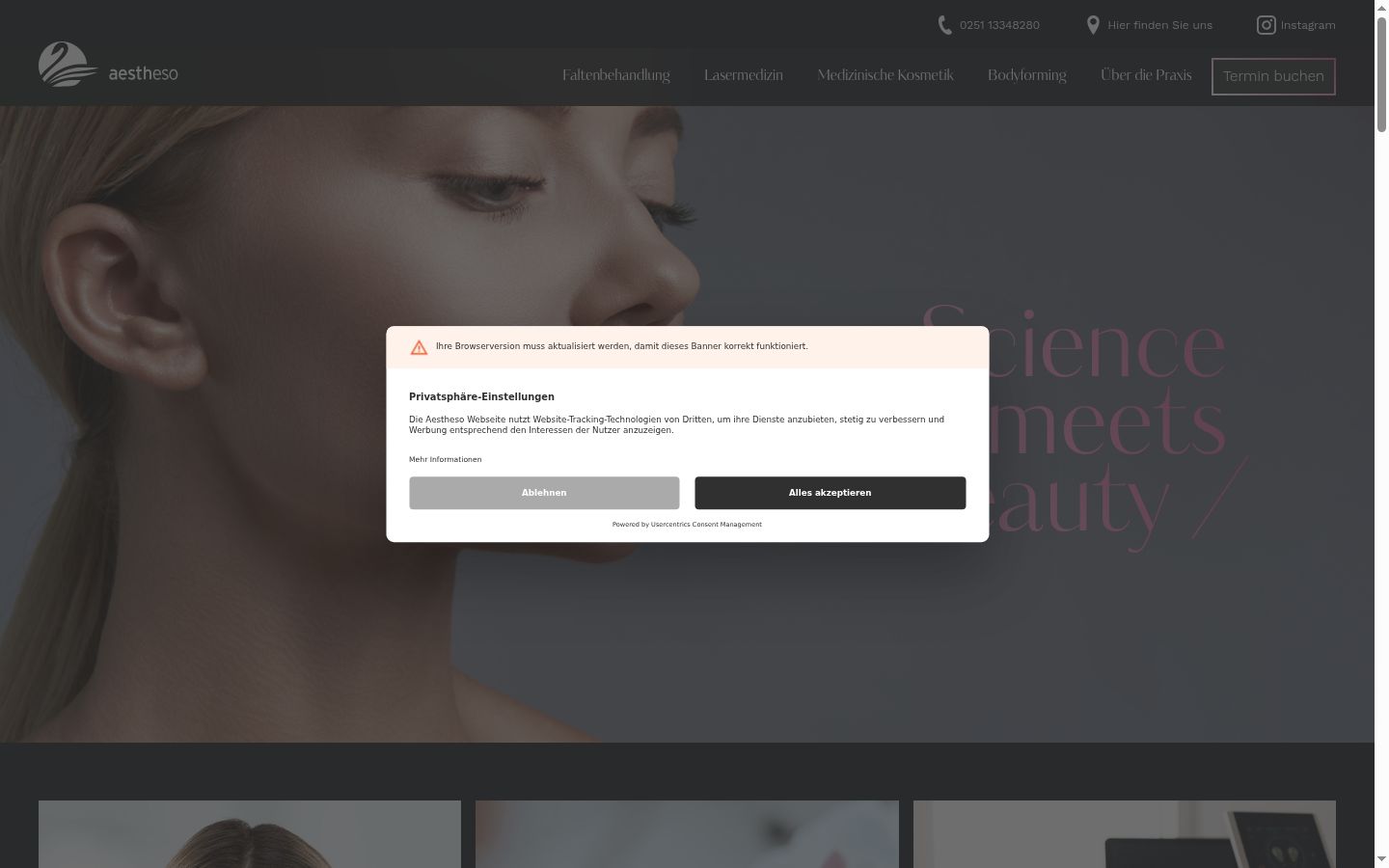 Screenshot of the consent banner shown before any interaction
