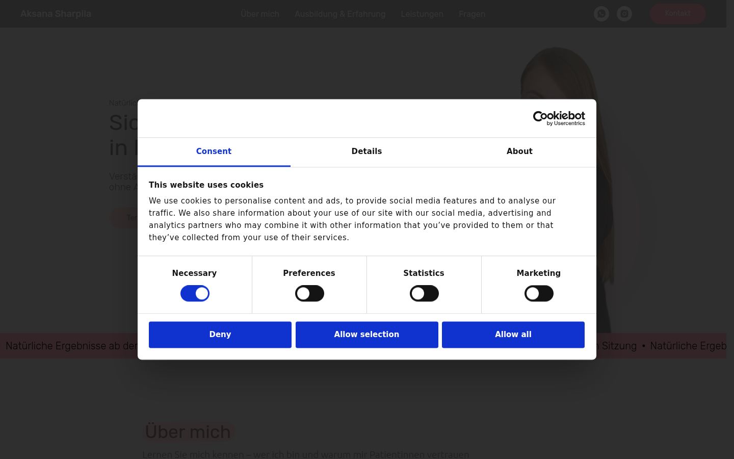 Snímka obrazovky banera súhlasu zobrazeného pred akoukoľvek interakciou