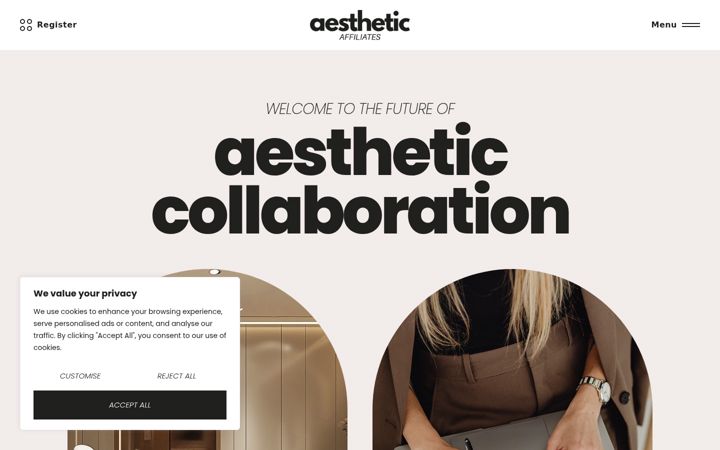Screenshot of aestheticaffiliates.co.uk
