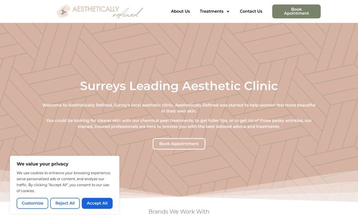 Screenshot of aesthetically-refined.co.uk