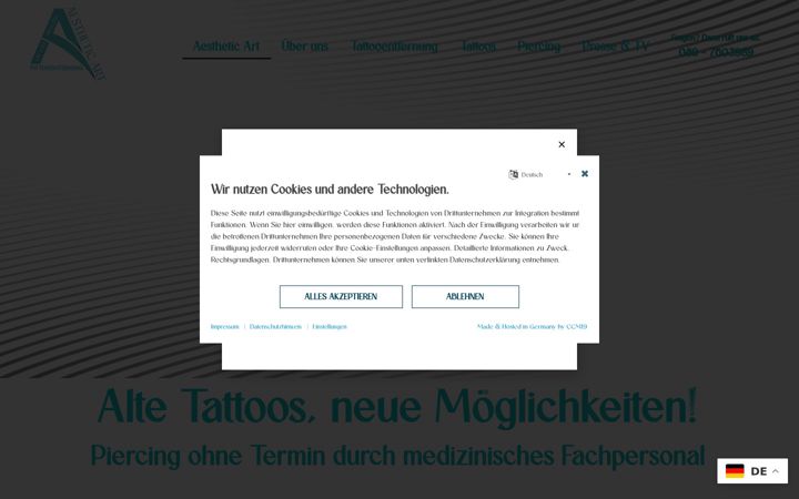 Screenshot ta' aestheticart.de