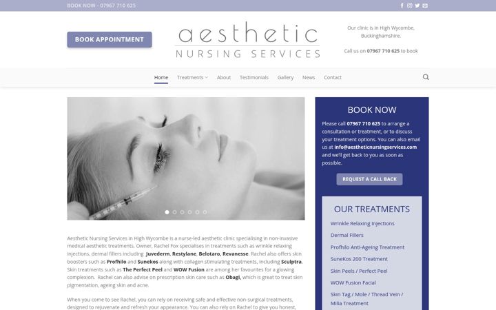 Screenshot of aestheticnursingservices.com