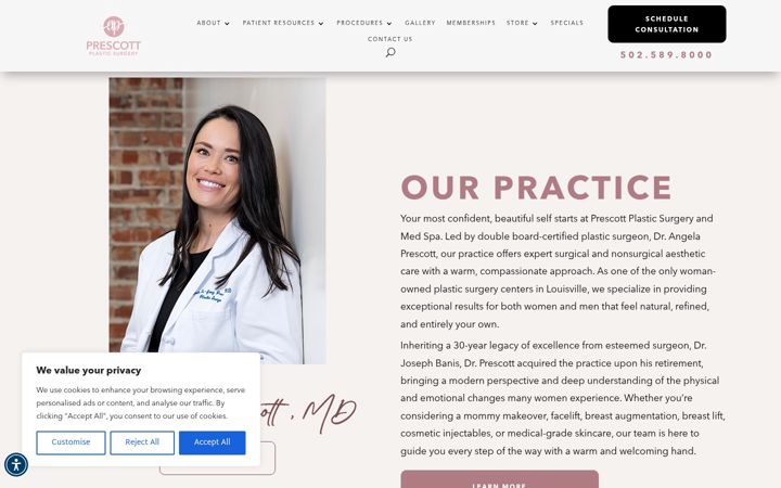 Screenshot of aesthetics.com