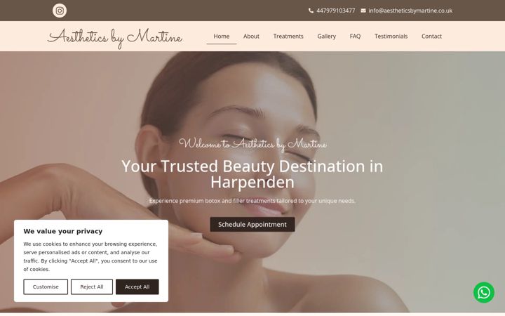 Screenshot of aestheticsbymartine.co.uk