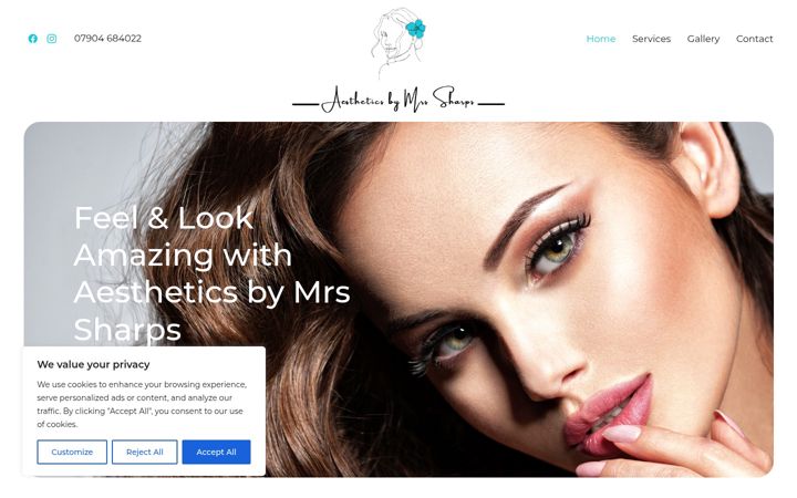 Screenshot of aestheticsbymrssharps.co.uk