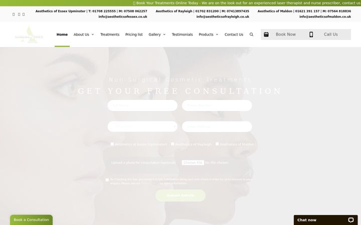 Screenshot of aestheticsofessex.co.uk
