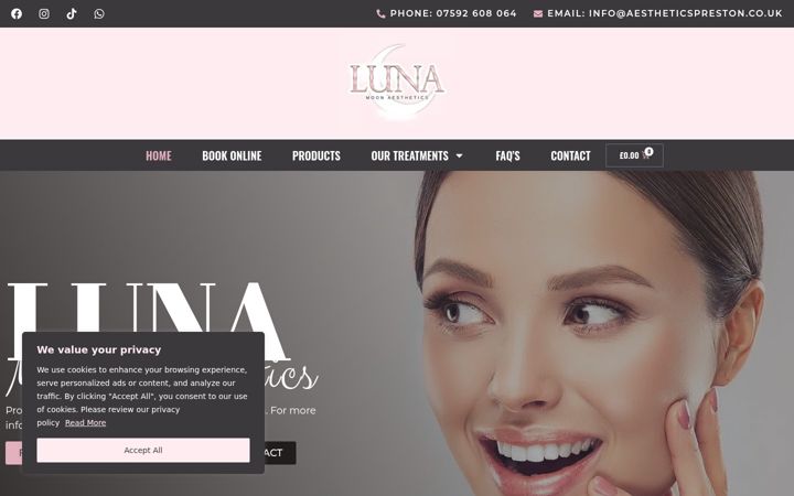 Screenshot of aestheticspreston.co.uk