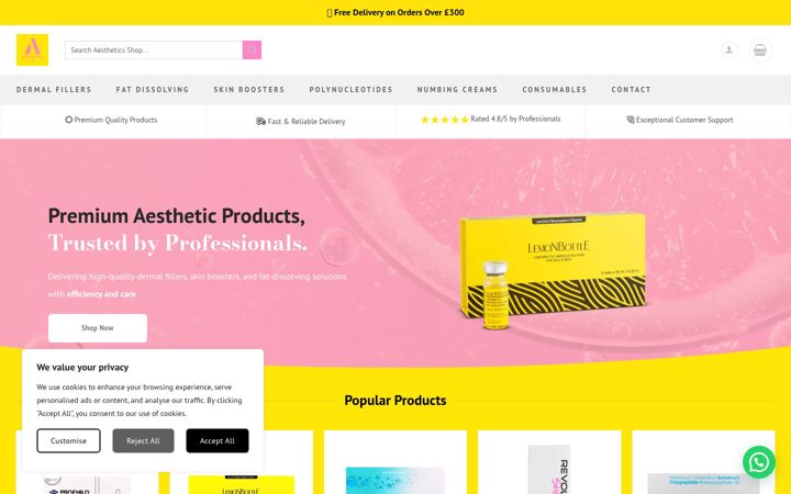 Screenshot von aestheticsshop.co.uk