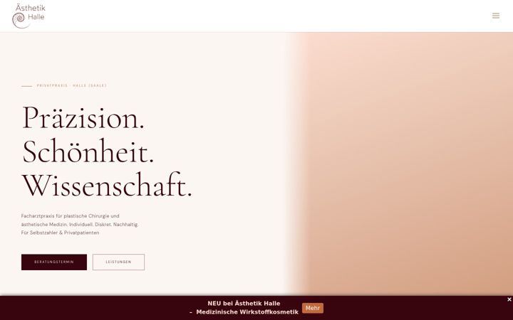 Screenshot van aesthetikhalle.de