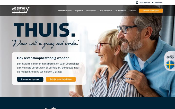 Skjermbilde av aesyhuisliften.nl