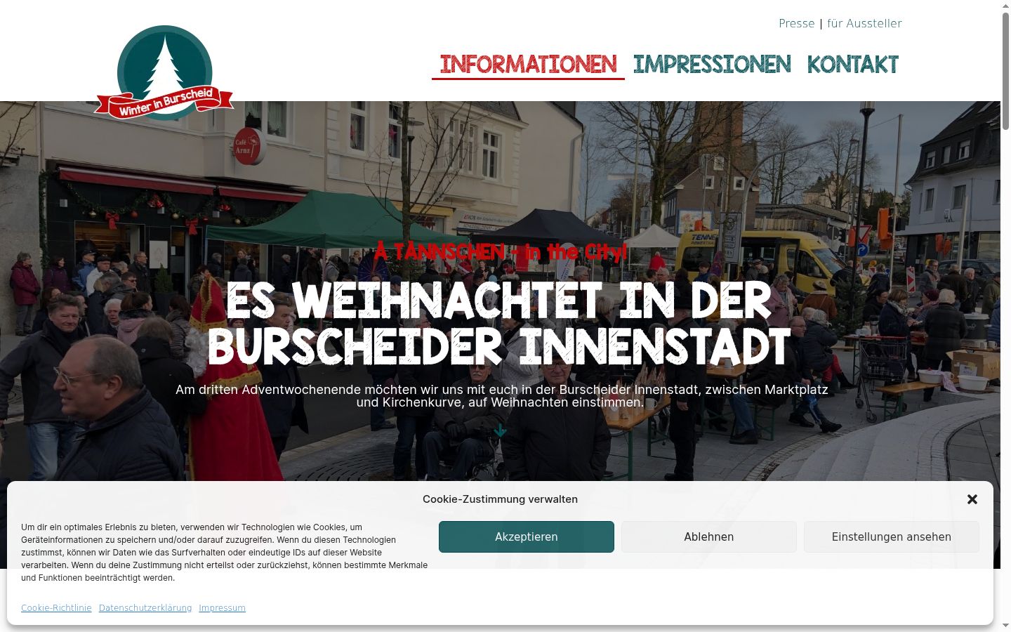 Screenshot des Einwilligungsbanners vor jeglicher Interaktion