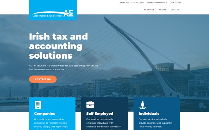 Екранна снимка на aetaxsolutions.ie