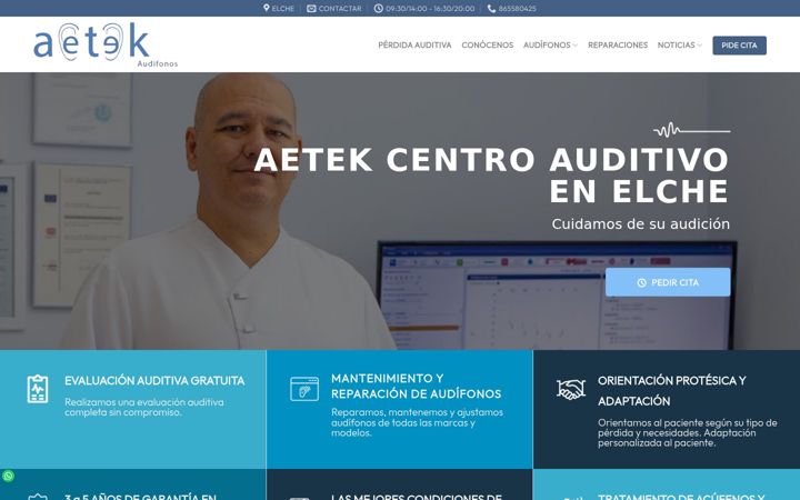 Екранна снимка на aetek.es