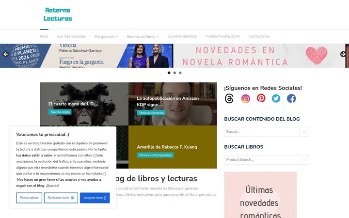 Screenshot ta' aeternalecturas.com