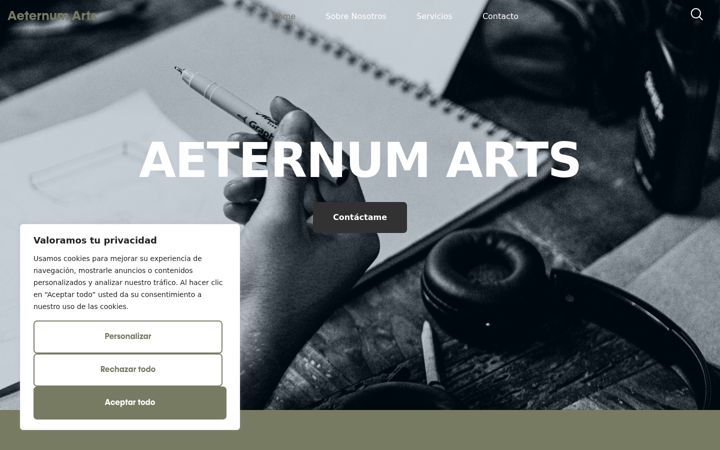 Screenshot ta' aeternumarts.com