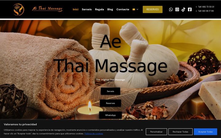Screenshot of aethaimassage.cat