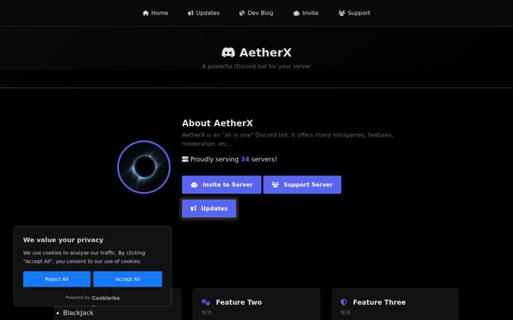 Screenshot of aether-x.org