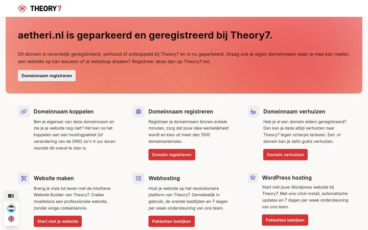 Screenshot di aetheri.nl