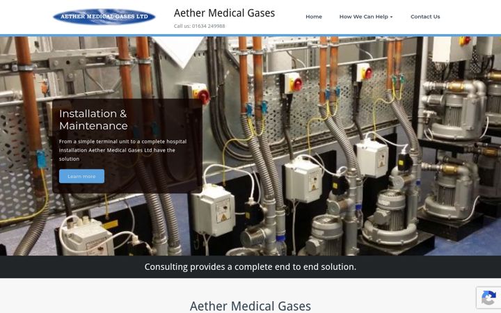 Screenshot of aethermedicalgases.com
