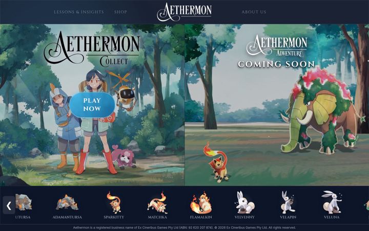Screenshot of aethermon.com