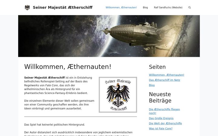 Screenshot von aetherschiff.de