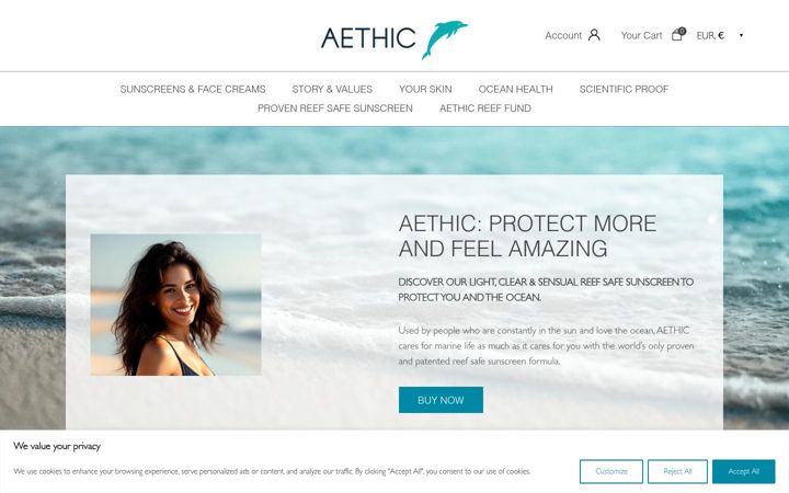 Screenshot von aethic.com